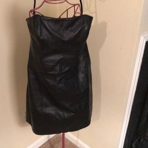 Hugo Buscati halter top leather dress